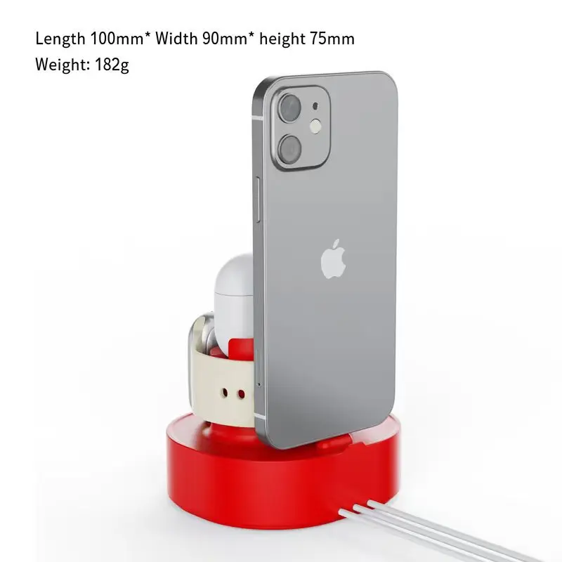 3 in 1 Charger Stand for Apple Watch Dock Station Charging Holder for IWatch Ultra 2/10/9/SE/8/7 Phone Earphone Silicon Bracket