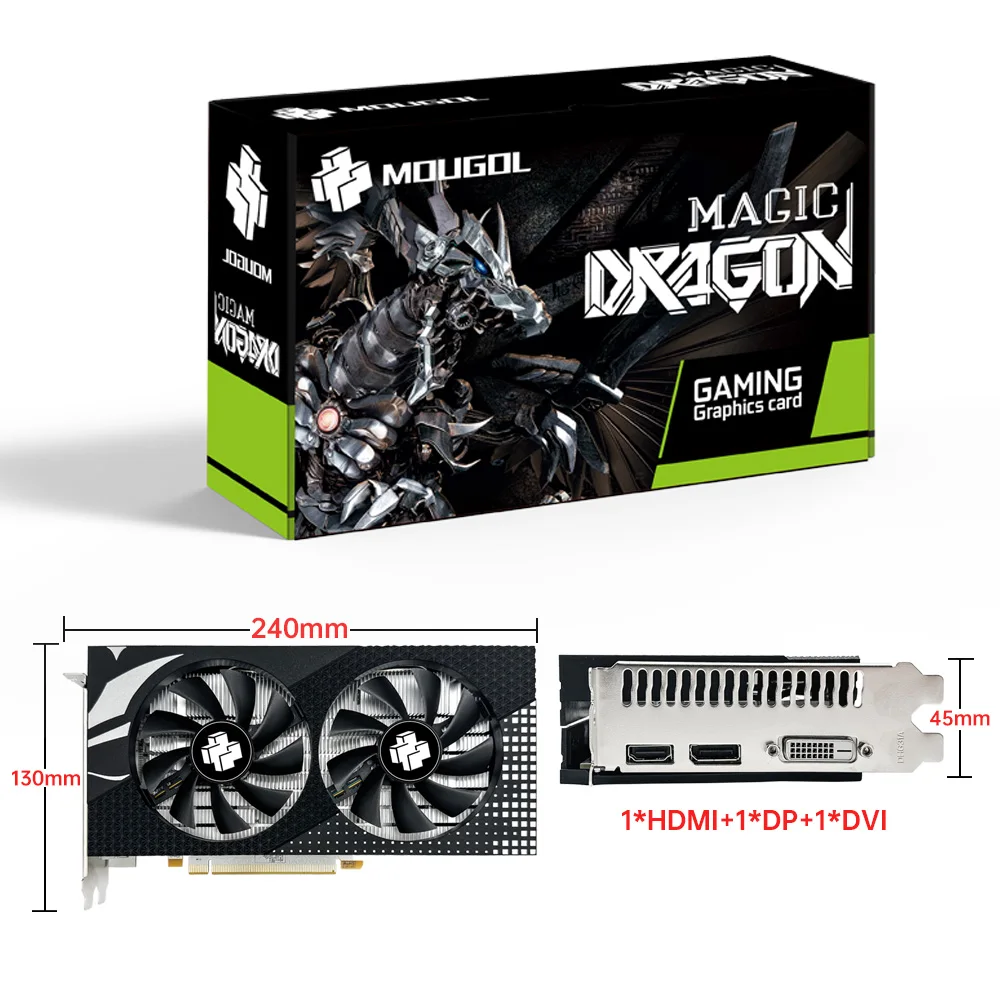MOUGOL-AMD Placa gráfica Radeon RX580, Memória GDDR5, Placa