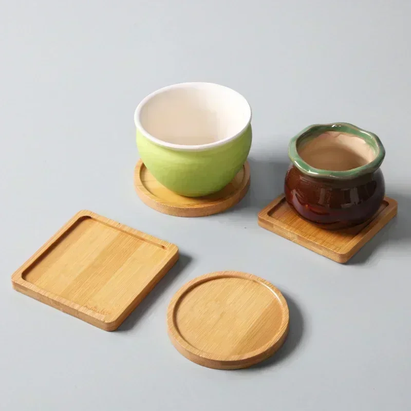 Multi Bamboo Tray Wood Saucer Flower Pot Tray Cup Pad Coaster Plate Kitchen Decorative Plate Creative Coaster Coffee Cup Mat 3