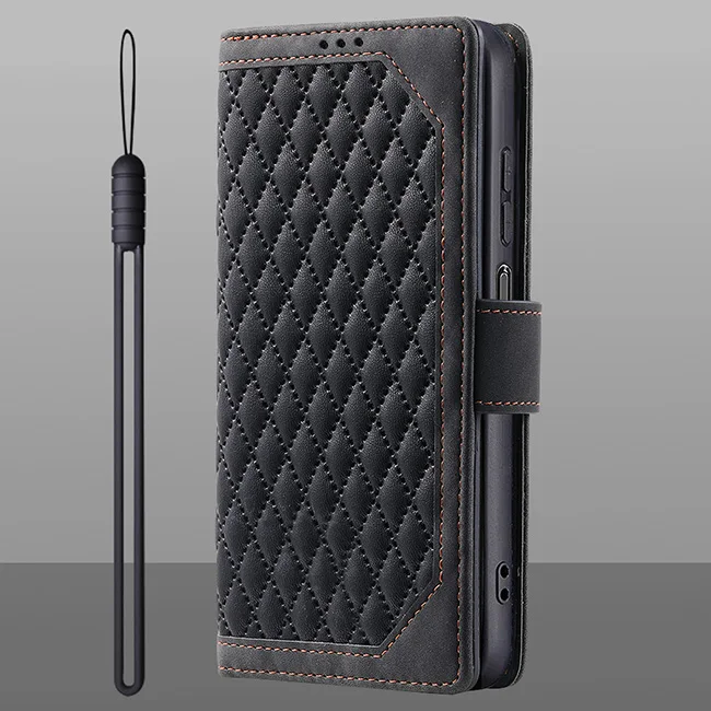 Leather Flip Magnetic Wallet Phone Case with Card Holder and Stand Function