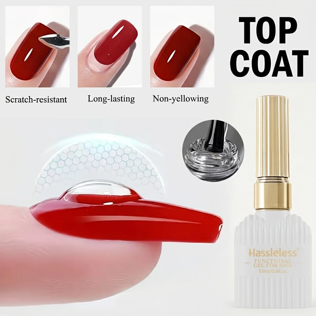 Functional Gel Nail Art Set with Base & Top Coats, Matte Finish, Soak-Off Design Tool – 15ml Options Available