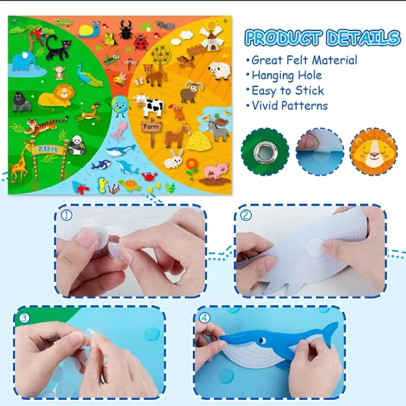 Felt Busy Board Montessori Toy for Kids Interactive Learning