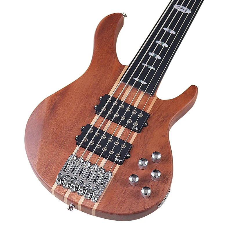 Electric bass guitar Fretless 6 String Electric Bass Guitar 5 String Active Solid Saplele Wood Body 43 Inch Bass Guitar High Grade
