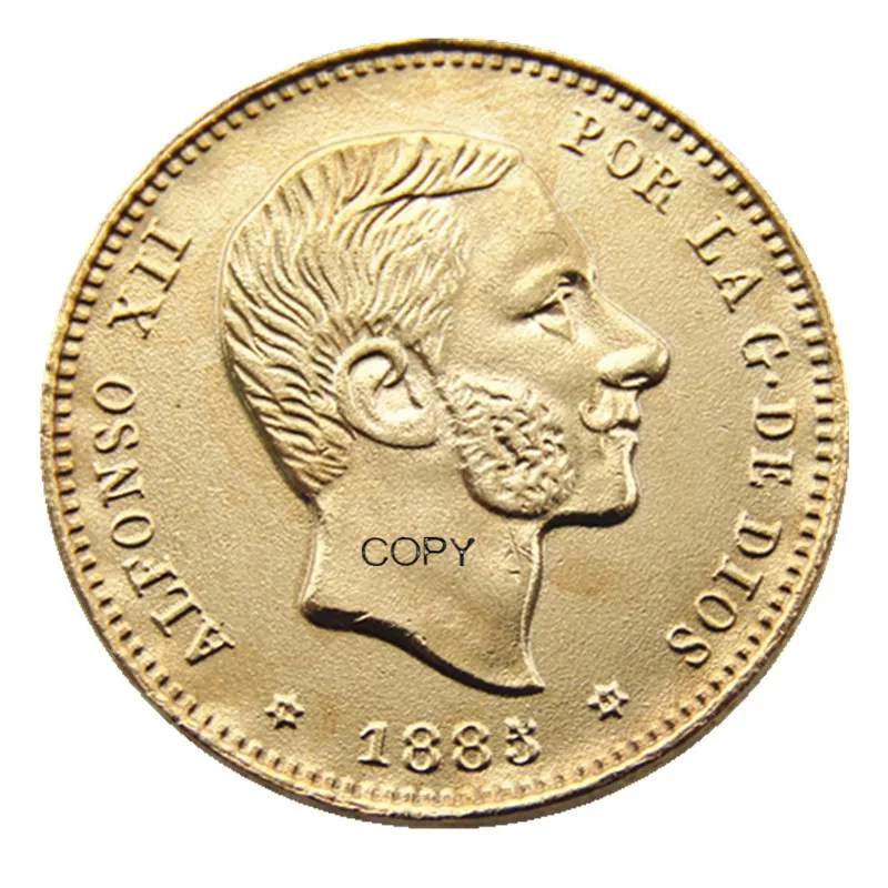 

Испания 25 песен 1885 - Alfonso XII Позолоченные копировальные монеты