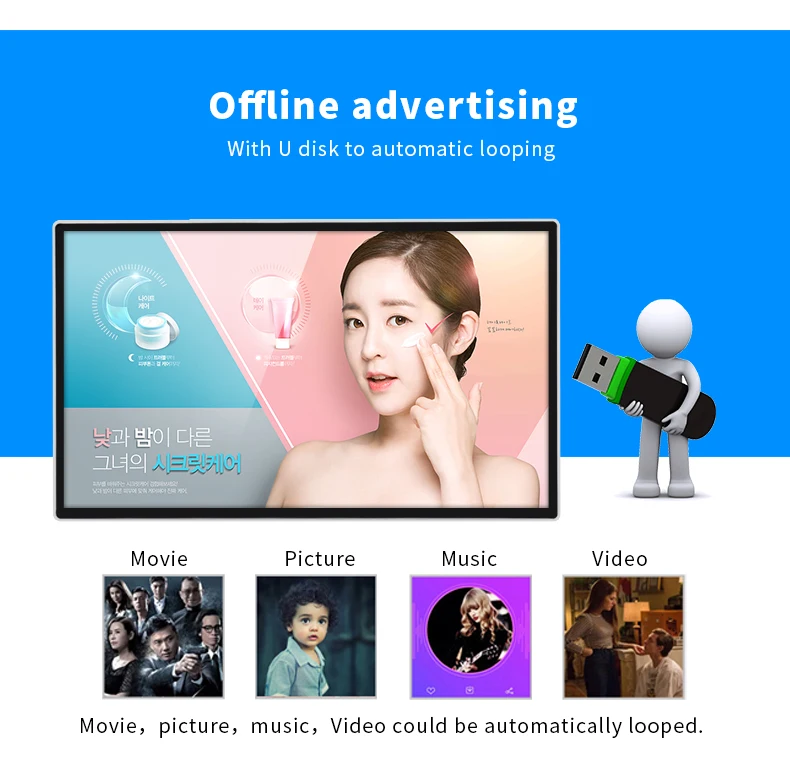 눈부심 방지 기술 안드로이드 시스템, LCD 광고 보드 디스플레이, 32 인치 터치 스크린 비디오 벽 광고 쿼리기