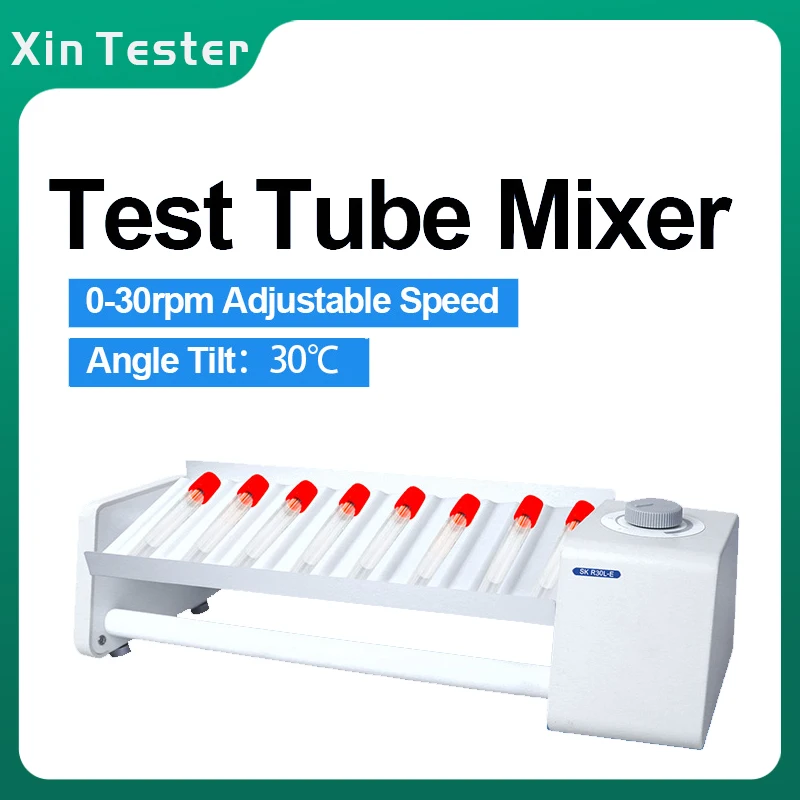 Xin Tester Lab Compact Blood Tube Rolling Rocker 0-30rpm Adjustable Speed Test Tube Mixer SK-R30S-E/SK-R30L-E 110V/220V vortex mixer