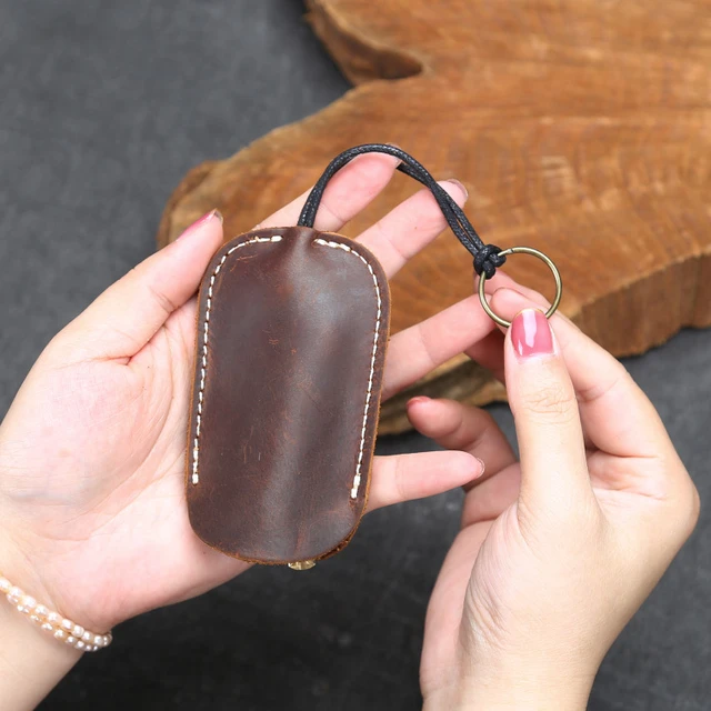 Unisex Leather Car Key Holder Case Ring Portable Keychain Pouch Organizer  Zipper 