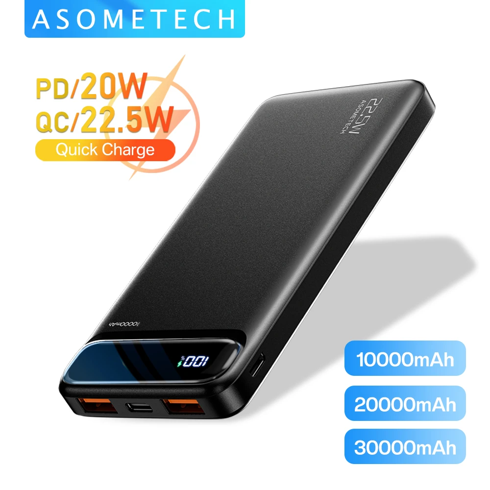 powerbanks Power Bank 20000mAh 22.5W SCP Portable Charger Powerbank 10000 mAh External Battery PD 20W Fast Charging For iPhone 13 Xiaomi mi type c power bank