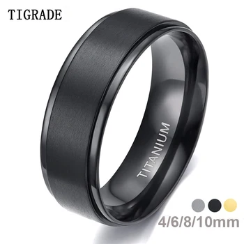 Tigrade 남성용 티타늄 반지, 블랙 브러쉬 웨딩 밴드, 약혼 반지, 실버 색상, Bague Femme aneau bijoue, 4 6 8 10mm