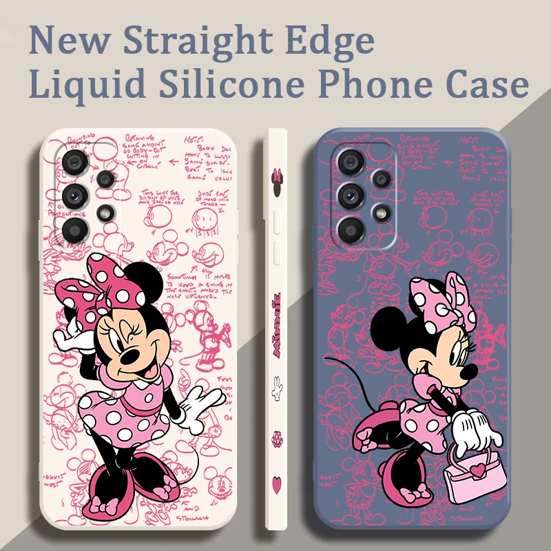 

Minnie Mouse Disney Cute For Samsung A53 A52 A33 A32 A51 A71 A21S A13 A73 A50 A22 A23 A72 A12 5G Liquid Left Rope Phone Case