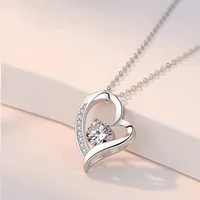Nouveau collier en argent Sterling 925 coeur 5A Zircon pour femmes, bijoux de mariage, breloque de fiançailles, cadeau de fête, chaîne à pendentif fin 2