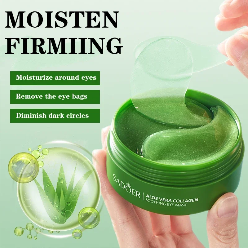 Aloe Vera Collagen Eye Mask Anti Dark Circles Eyes Bags Moisturizing Firming Hyaluronic Acid Gel Eye Patches Eyes Skincare 60pcs