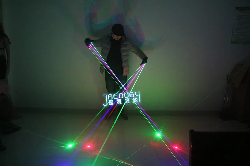 New Stage DJ Party Dancing 2 in 1 Multi-line RGB Laser Gloves With2 Green 1 Red 1 Blue For LED Luminous Costumes Show