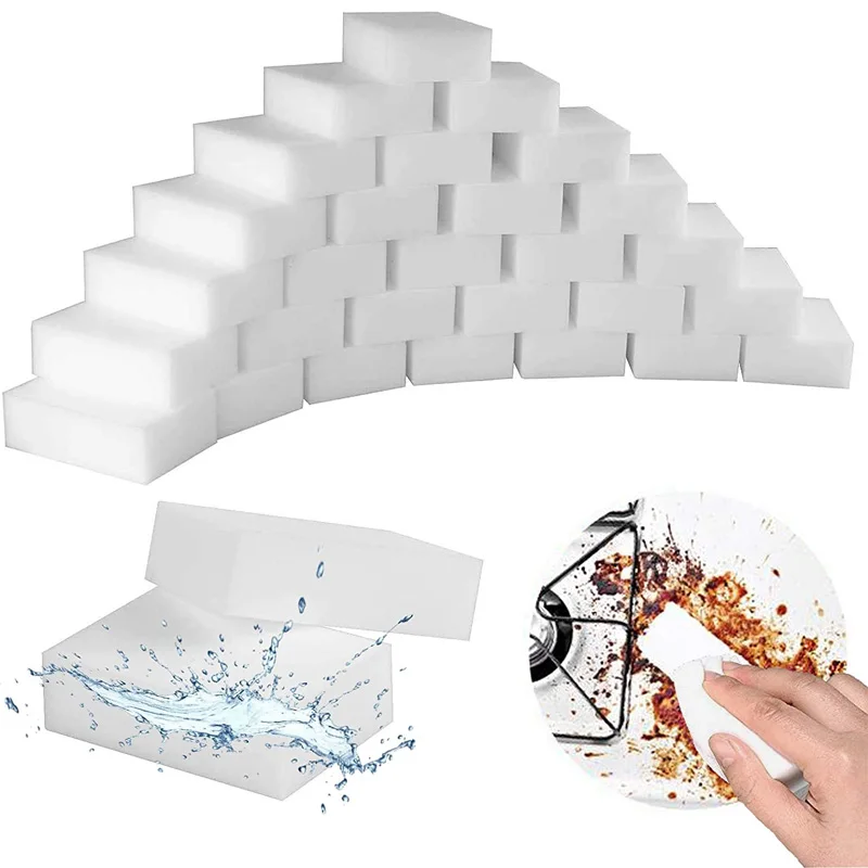 

50/100PCS White Sponge Eraser Melamine Sponge Cleaner Multi-Functional Kitchen Bathroom Cleaning Tools 100*60*20mm