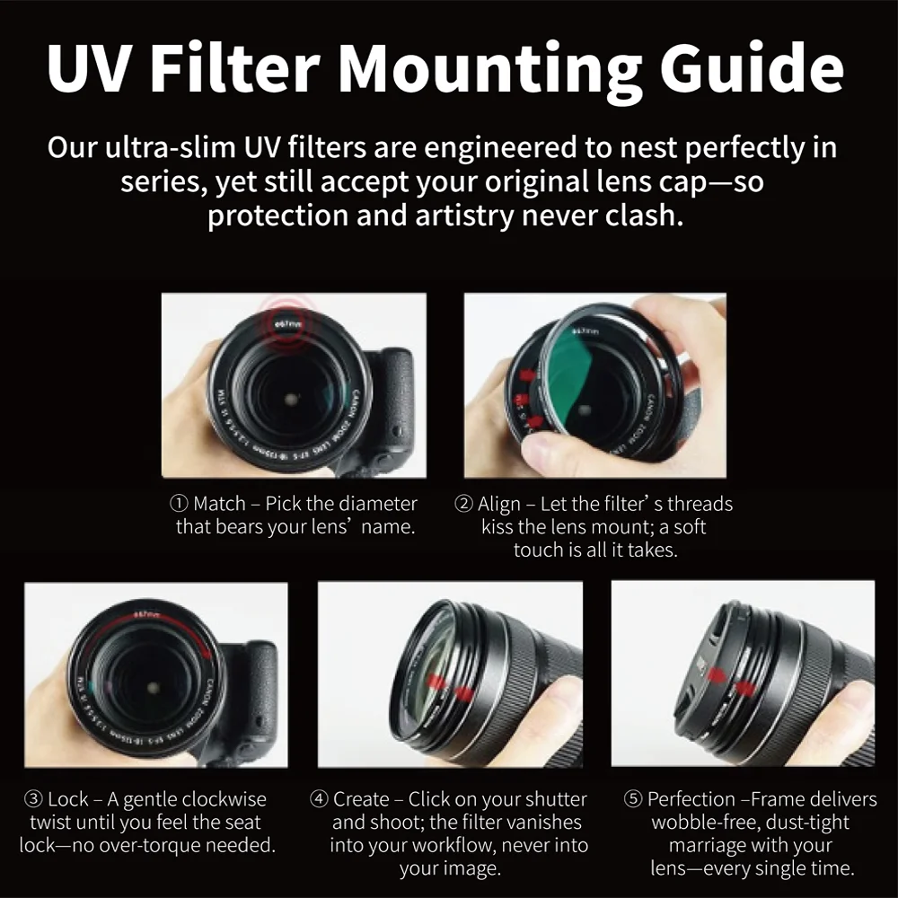 Filtre UV 52-82mm Objectif Appareil Photo Protection