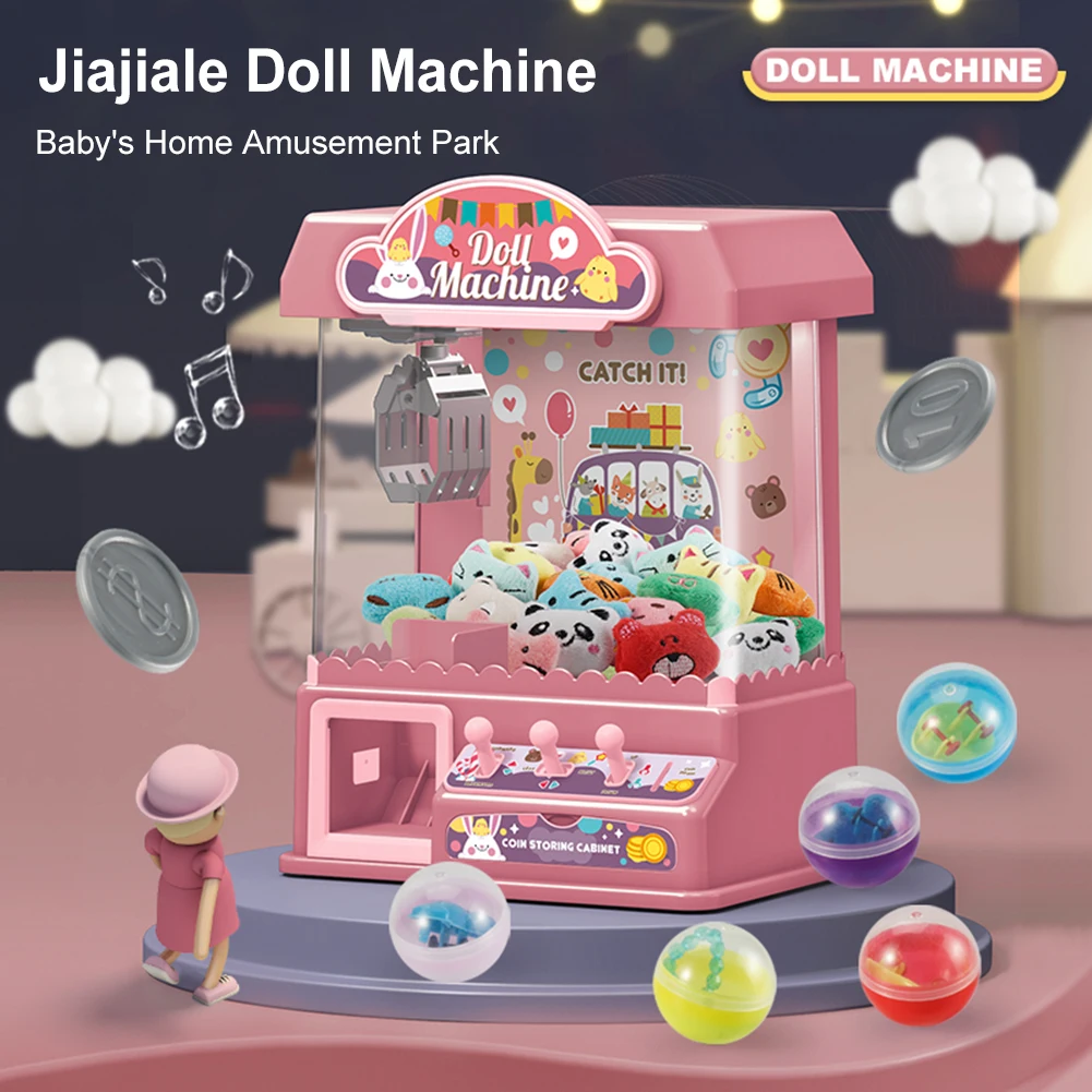 Doll Claw Machine Kids Coin Operated Play Game Clip Doll Toys with 10 Dolls 10 Capsule Sounds and Music Gifts for Girls and Boys 3