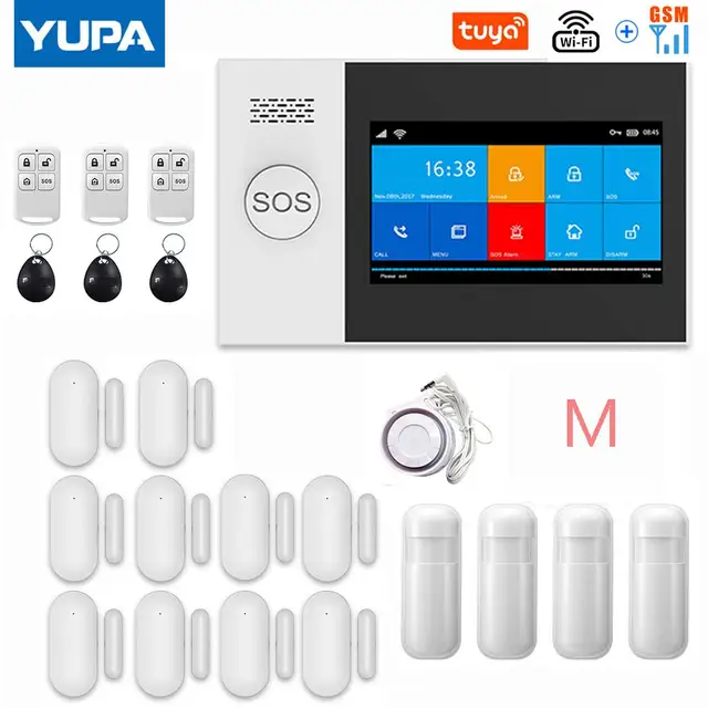 TUYA PG-107 Wifi GSM Home Security Alarm System App Control Remote Control Window Sensor With 1080P IP Camera Smart Alarm Kits SET-M