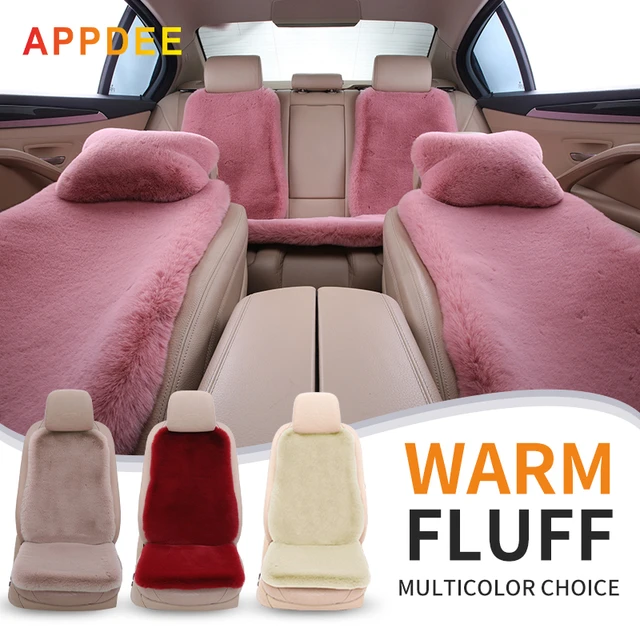 Universal Winter Car Seat Cushion Headrest Lumbar Support Imitated Rabbit  Fur Car Seat Cover Thickened Plush Auto Cape Keep Warm - AliExpress