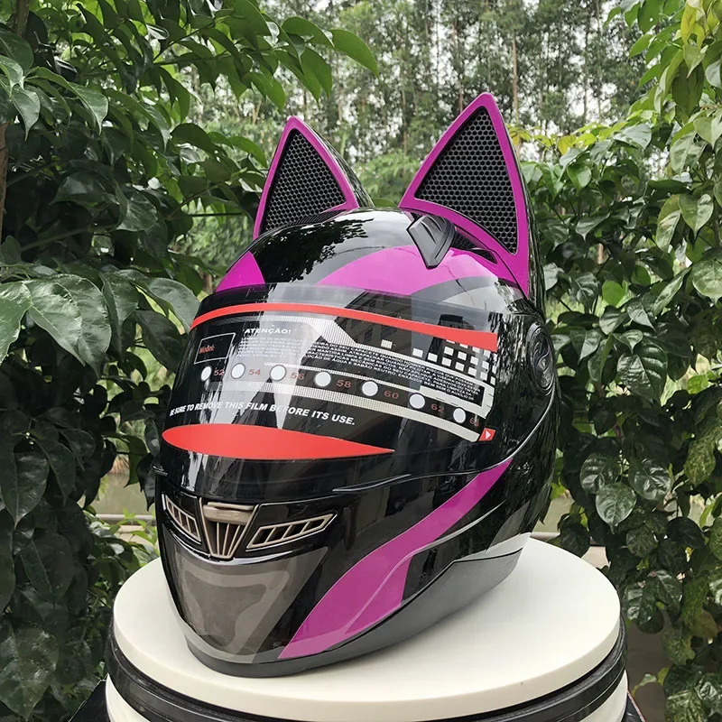 

Purple Color Personality Motorcycle Helmet Adult Off-Road Cat Ears Helmet Capacete Motocross Casco ECE Approved hyy