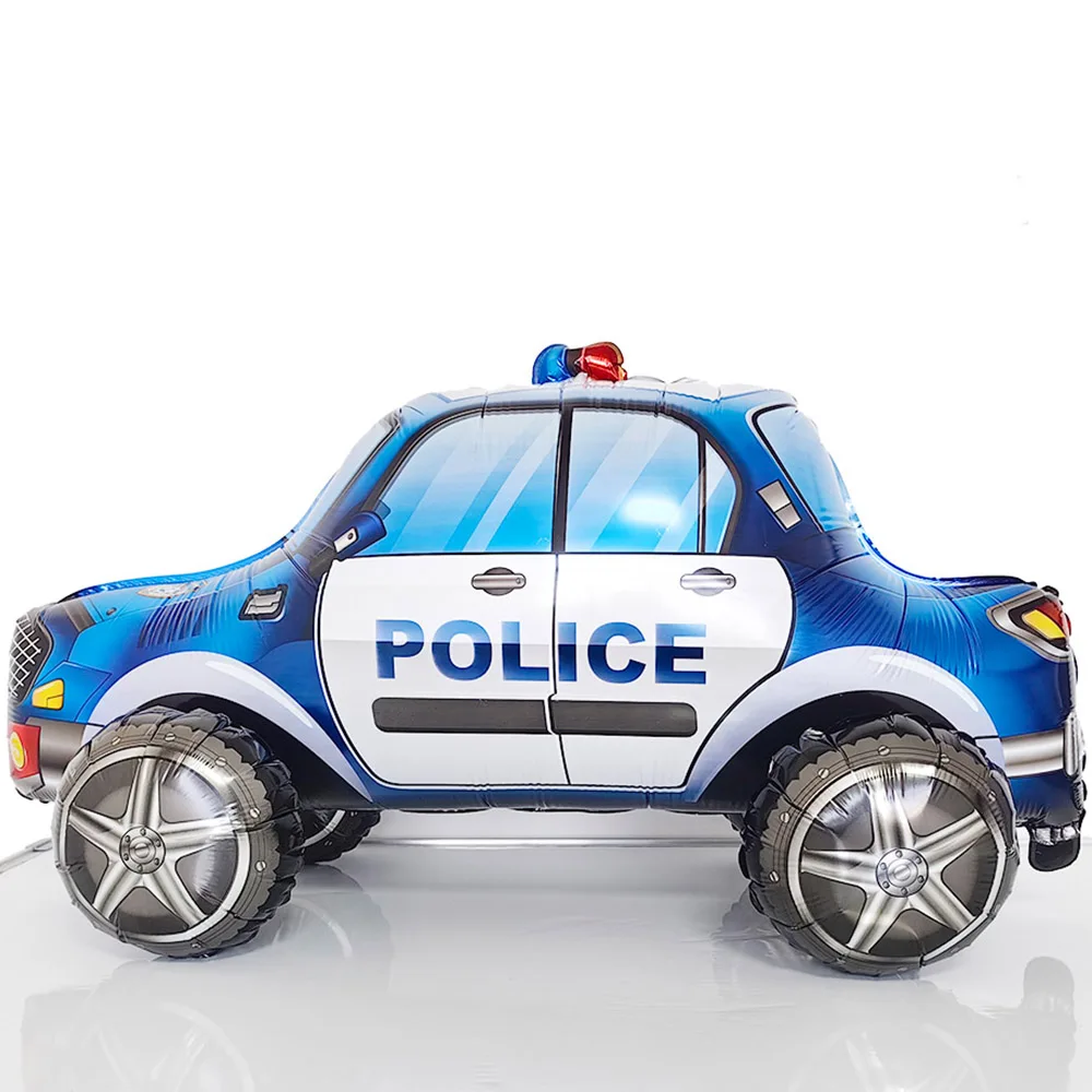 

Blue Car Police Truck Foil Balloon Boys Birthday Balloons 4D Standing Balloons Baby Shower Police Themed Birthday Party Decors