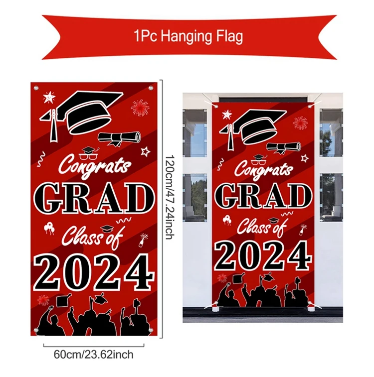 Toile De Fond En Plastique Pour Fête De Remise De Diplôme 2024 – Bannière De Félicitations En