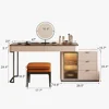 Makeup Vanity, Dressing Table Desk Super Storage, with LED Light Vanity Mirror with ash Full Solid Wood upholstered Vanity Stool 2