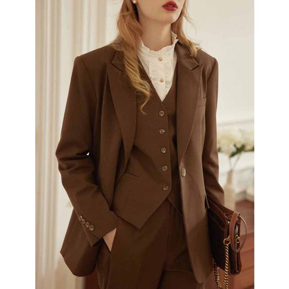 Women's Elegant Suit Formal Elegant Woman Set Women's Three-piece Slim Fit Suit Fashionable Groups of Pant Sets Work Wear Pants