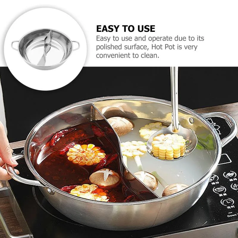 Stainless Steel Hot Pot 2 Compartments Flavor Divided Induction Stove  Polishing Soup Cooking Pot Usable Home Kitchen Cookware - Price history &  Review, AliExpress Seller - Konesky A House Assistant Store