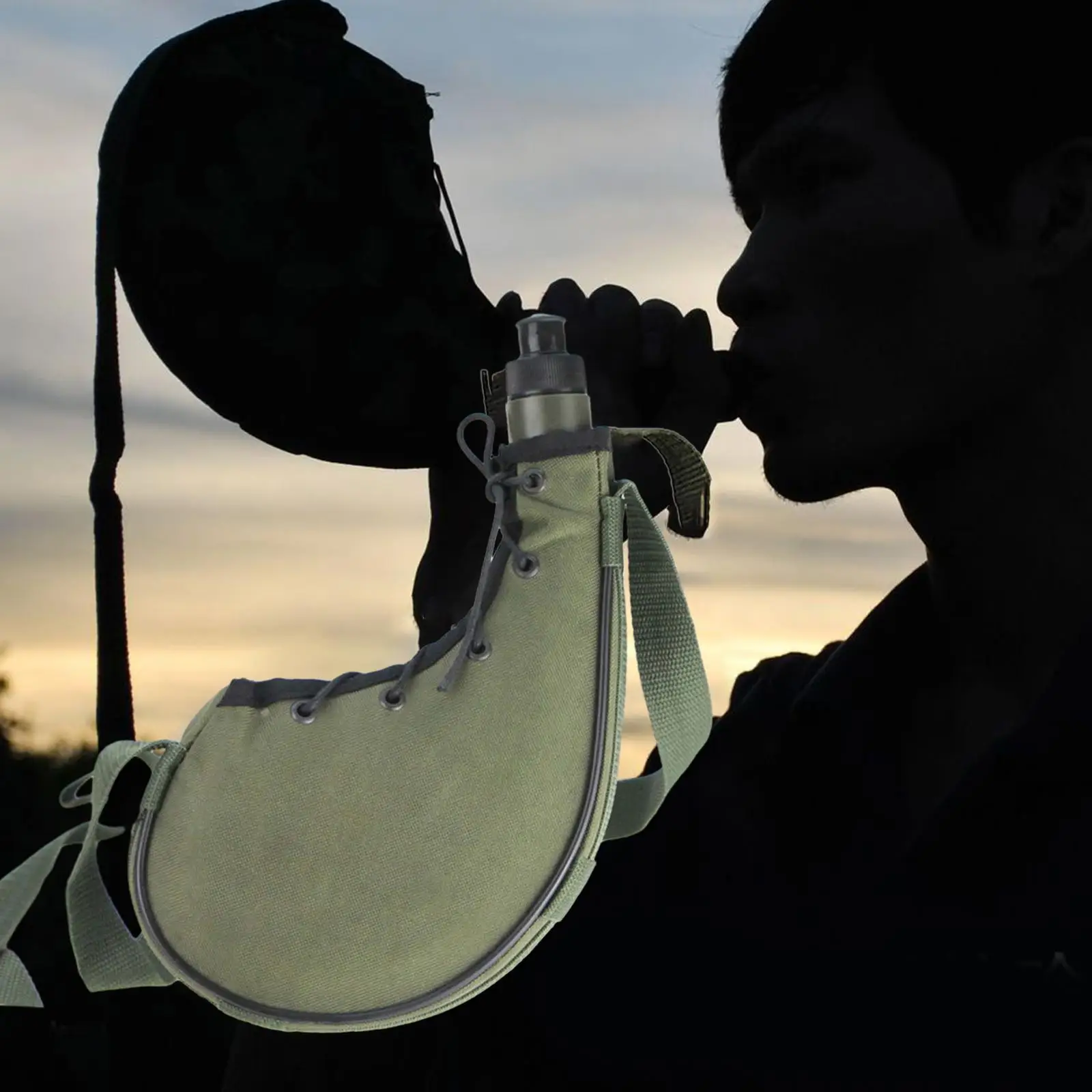 Outdoor Bottle 750ml Oxford Cloth Water Kettle Canteen Water Bottle for Running Outdoor Activities Backpacking Travel Trekking