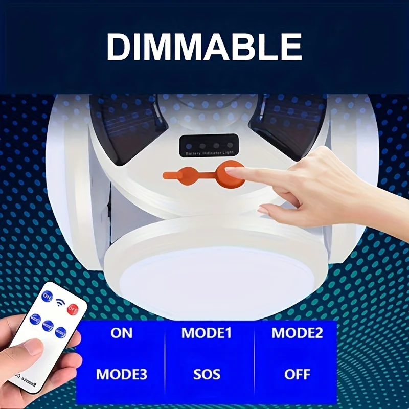 Camping Light Portable Solar Hook Remote Control Folding Football Bulb Rechargeable Desk Lamp Tent Emergency Chandelier
