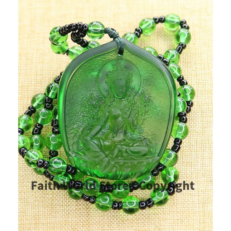 GOOD LUCK pocket travel efficacious Mascot Bless Safe Green Tara Guanyin Buddha Avalokitesvara Crystal Pendant Buddhist Amulet 5