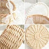 Wicker Rattan Flower Child Basket With Pearl Handle And Bow Hand Woven Easter Basket Wicker Basket Wedding Party Home Decoration 5