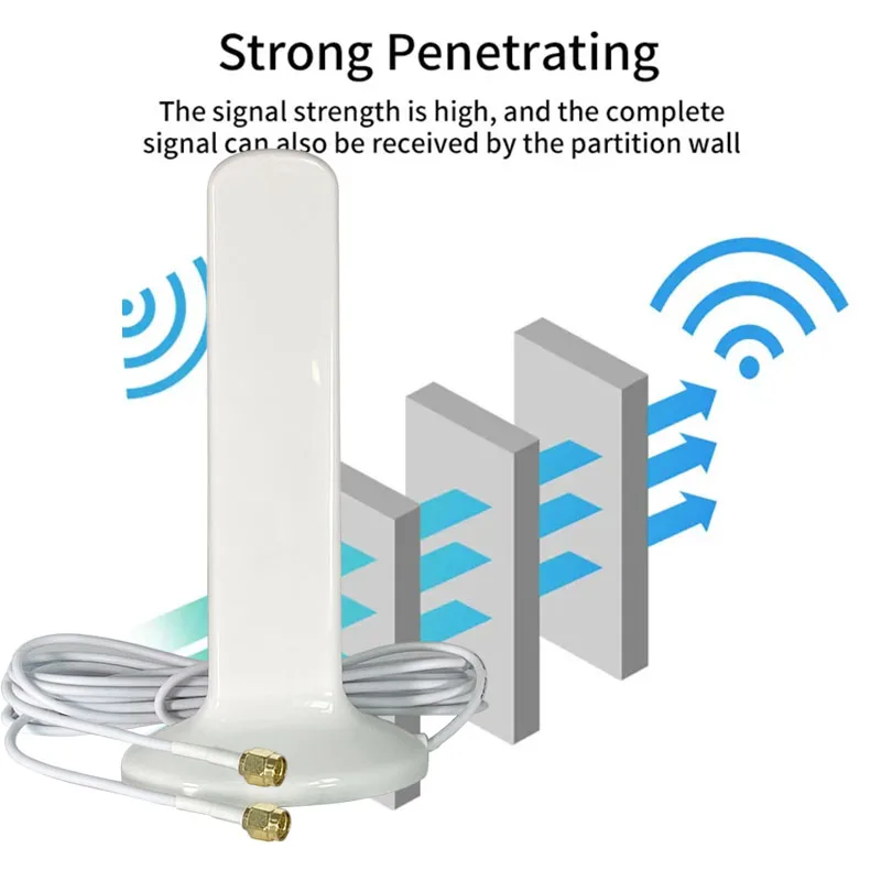 Dual Cable 2*2 5G 4G LTE 3G GSM Omni Aerial High Gain 12dbi 600~6000Mhz Indoor WiFi Router Antenna For SMA RPSMA TS9 Male