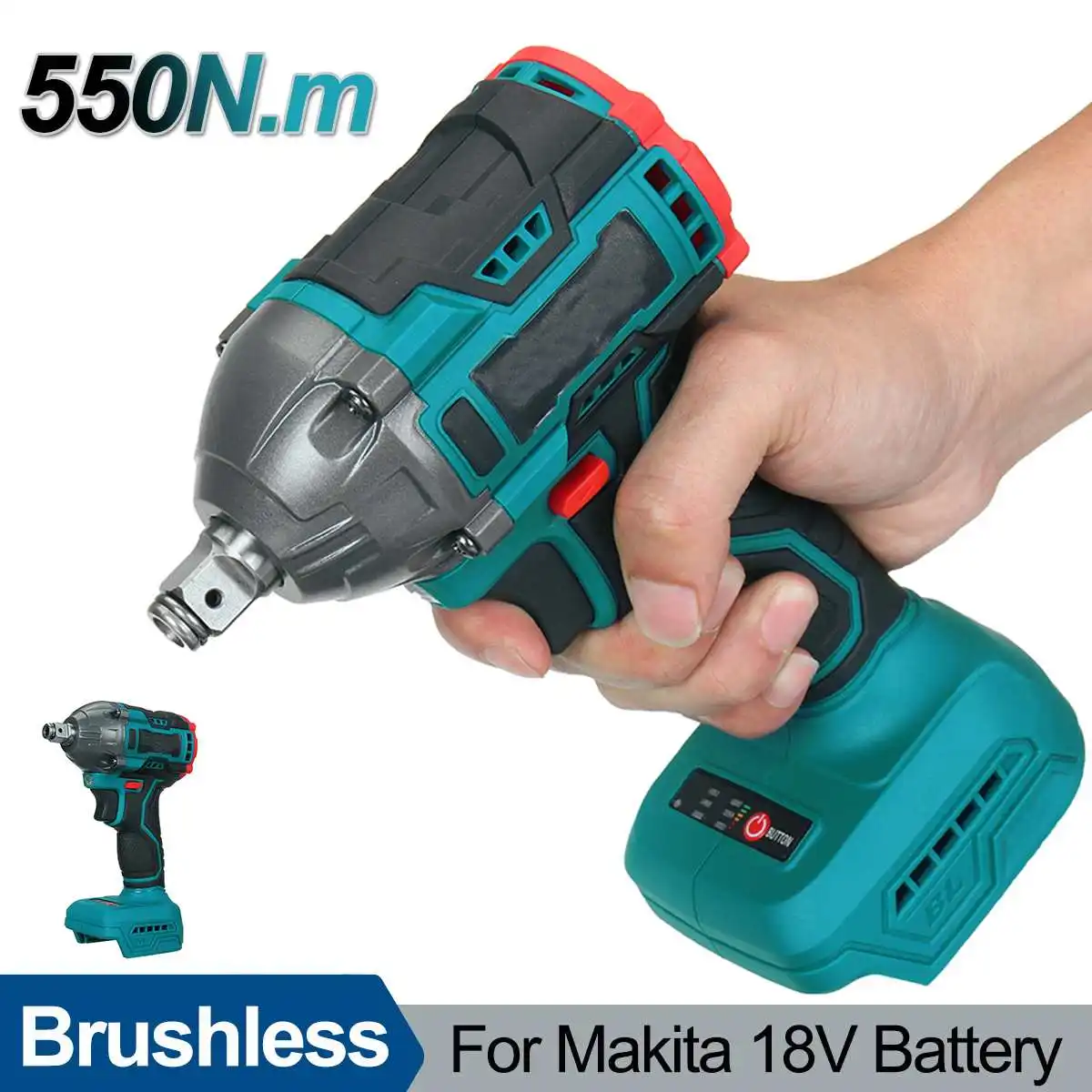 

550N.m 1/2" Cordless Electric Impact Wrench Brushless Electric Wrench Hand Drill Socket Power Tool For Makita 18V Battery