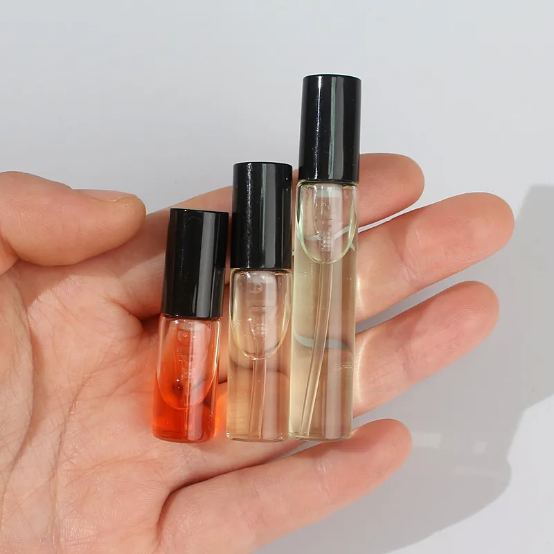 3ml Invisible Spring Bayonet Glass Perfume Bottles Mini Black Cap Sprayer Clear Glass Sample Bottle