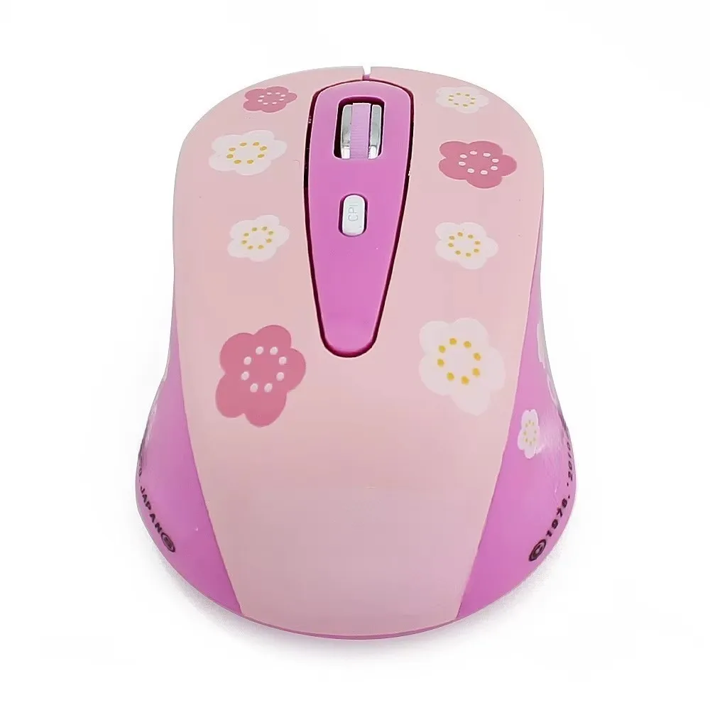 2.4G 무선 귀여운 핑크 고양이 패턴 마우스 미니 경량 1600DPI 광학 컴퓨터 USB 인체 공학적 마우스 노트북 PC 사무실 선물