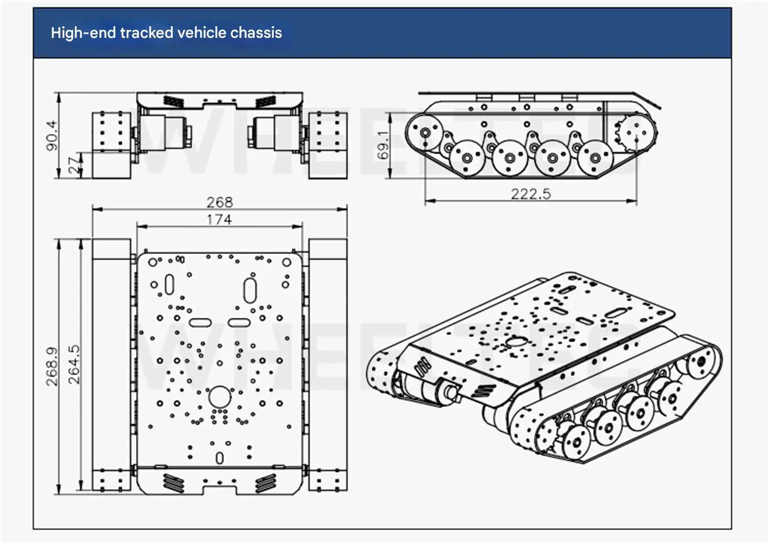 WHEELTEC R3 series crawler vehicle chassis, made of all metal, strong and stable