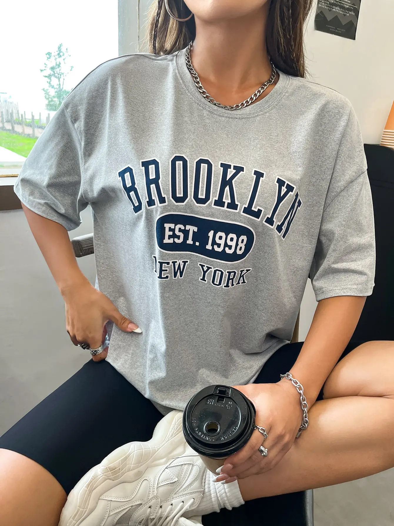 

Brooklyn Est.1998 New York Cotton Tshirt Fashion Soft Tee Shirt Loose Summer Comfortable Tee Niche Design All-Matchwomen Tshirt