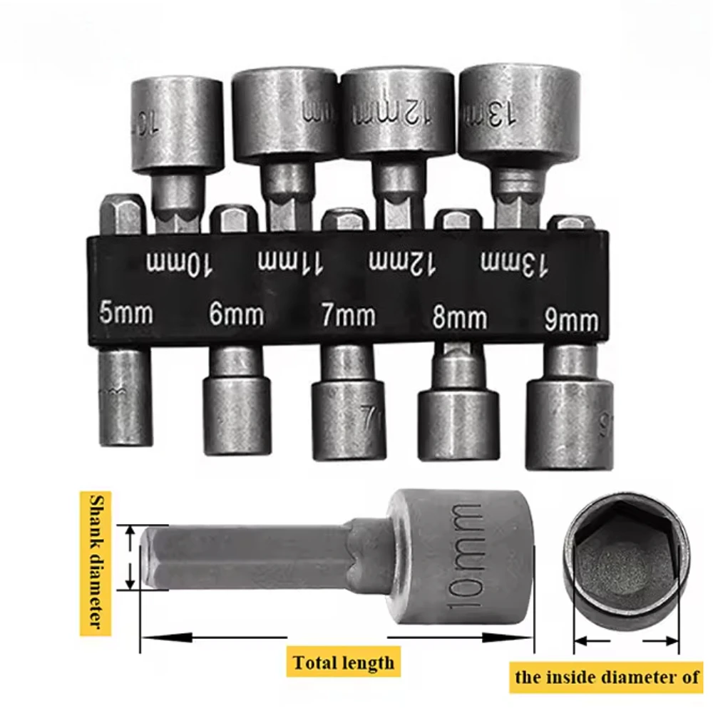 9/14Pcs 5-12mm Hex Socket Screw Sleeve Nozzles Nut 1/4in Hexagonal Nut Driver Drill Adapter Screwdriver Set Bits Sets Tools 9/14Pcs 5-12mm Hex Socket Screw Sleeve Nozzles Nut 1/4in Hexagonal Nut Driver Drill Adapter Screwdriver Set Bits Sets Tools