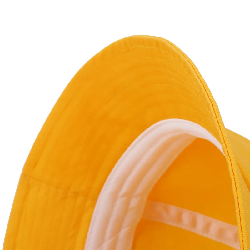 Korean Fashion Yellow Bucket Hats Boys Girls Outdoor Sun Hats Children Caps with Windproof Rope Kids Accessories 1-7years Old