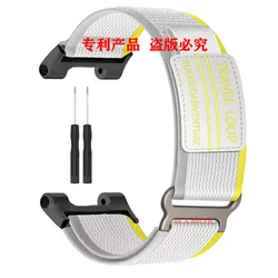 Durable Nylon Strap - Premium Travel Loop Sports Bracelet for Amazfit T-Rex (Yellow White)