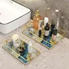 Luxury Gold Plated Rectangular Bathroom Tray Cosmetics Storage Rack Living Room Decor Desktop Sundries Food Storage Serving Tray 4