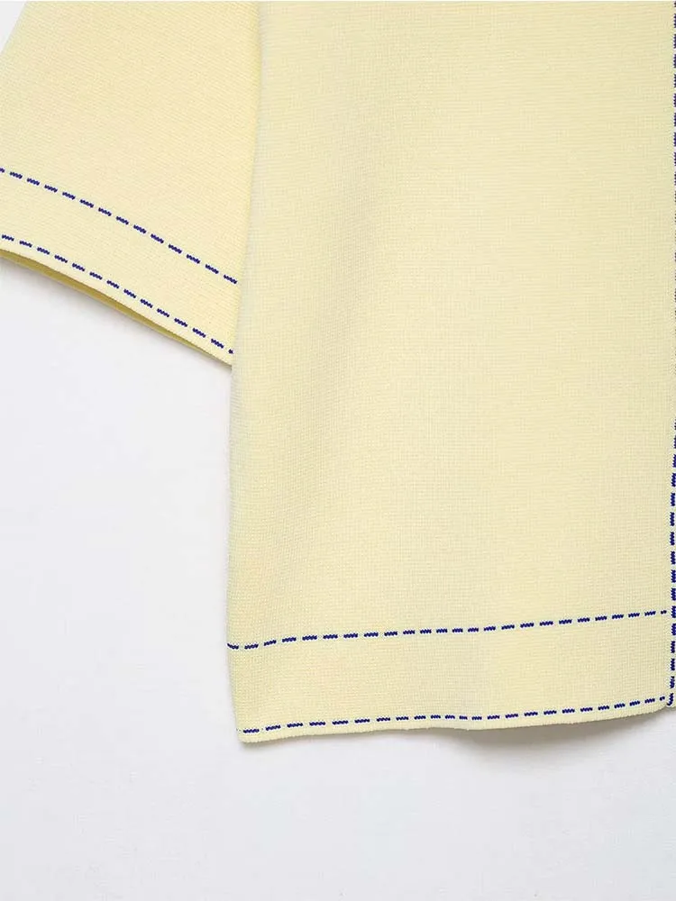 2025 Women's  Short-Sleeved POLO Shirts Summer Ribbing Knitted Tops Daily Casual Women Elegant Short Top