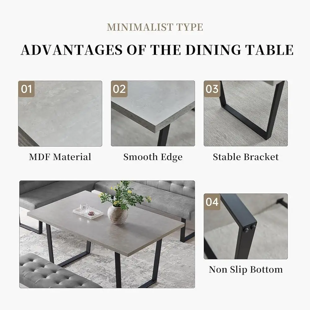5 Piece Dining Table Set Modern Kitchen Table Leather Chairs Ergonomic Design Sturdy Durable Easy Clean Space Saving Versatile 5