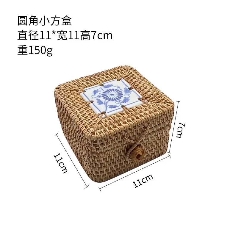 Scatole portaoggetti in Rattan con coperchio scatola rotonda intrecciata a mano cestino portaoggetti multiuso per alimenti da Picnic, pane, frutta, decorazioni per l'home Office  15
