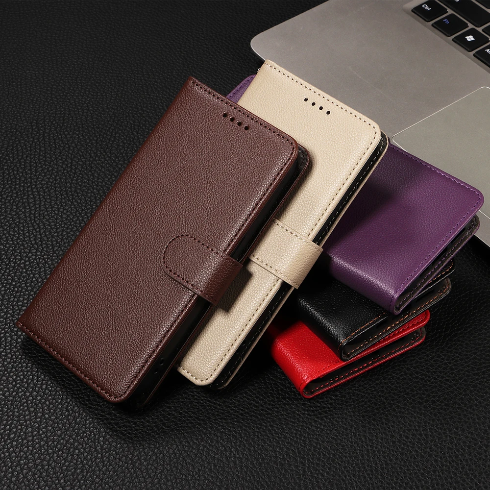 Leather RFID Blocking Stand Flip Wallet Phone Case with Card Holder