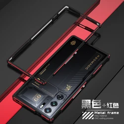 Luxury Aluminum Metal Phone Frame - Fashion Bumper Case for ZTE nubia RedMagic 9 Pro (Red - black)
