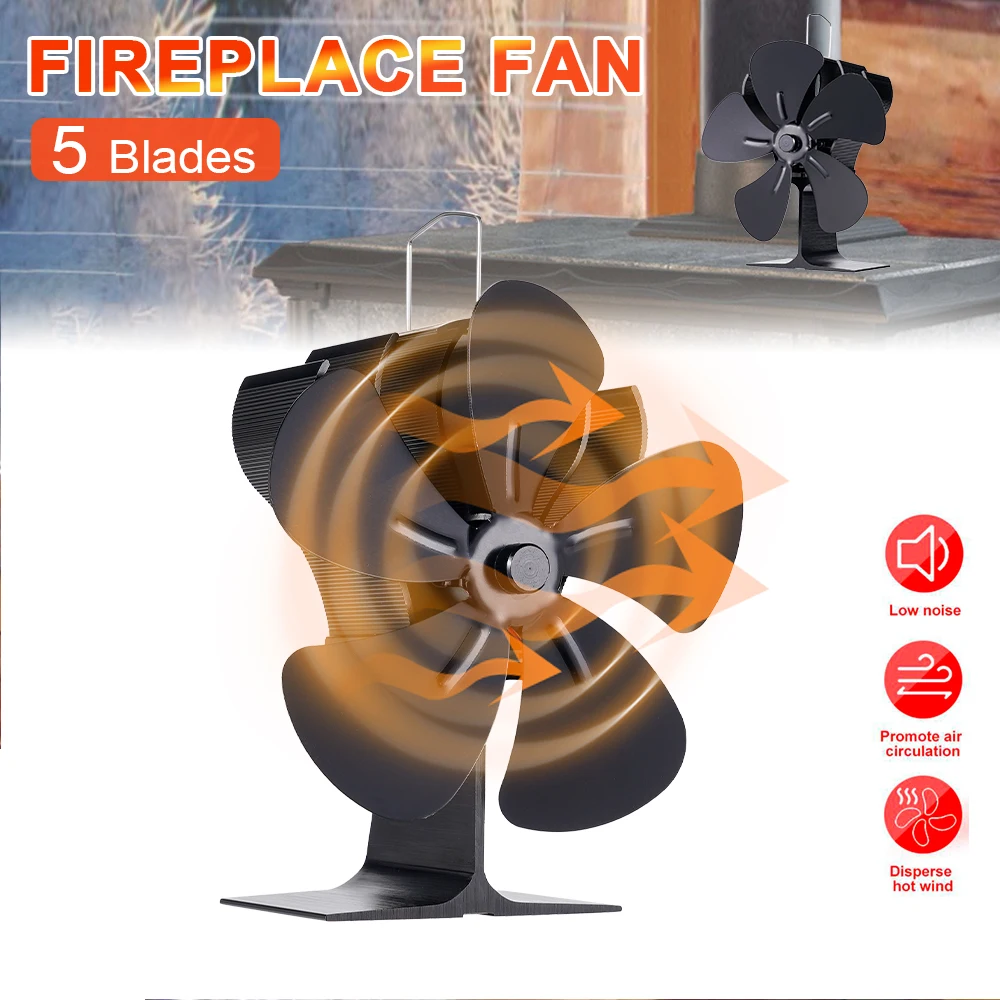 

5 Blade Heat Powered Stove Fan Fireplace Fan Log Wood Burner Eco Fan Silent Motor Heat Fan For Wood/Log Stoves/Fireplaces/Heater
