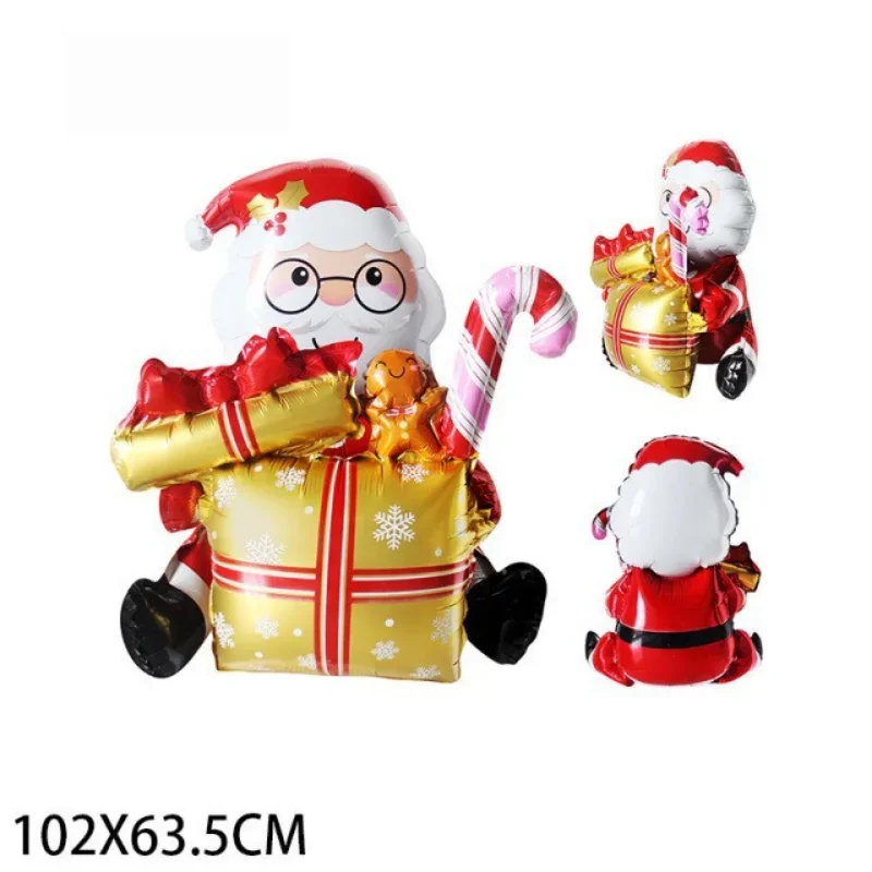 Christmas Foil Balloons Gift Box, Santa Claus, Elk, 3D, Decorations for Home, 2024, 1Pc
