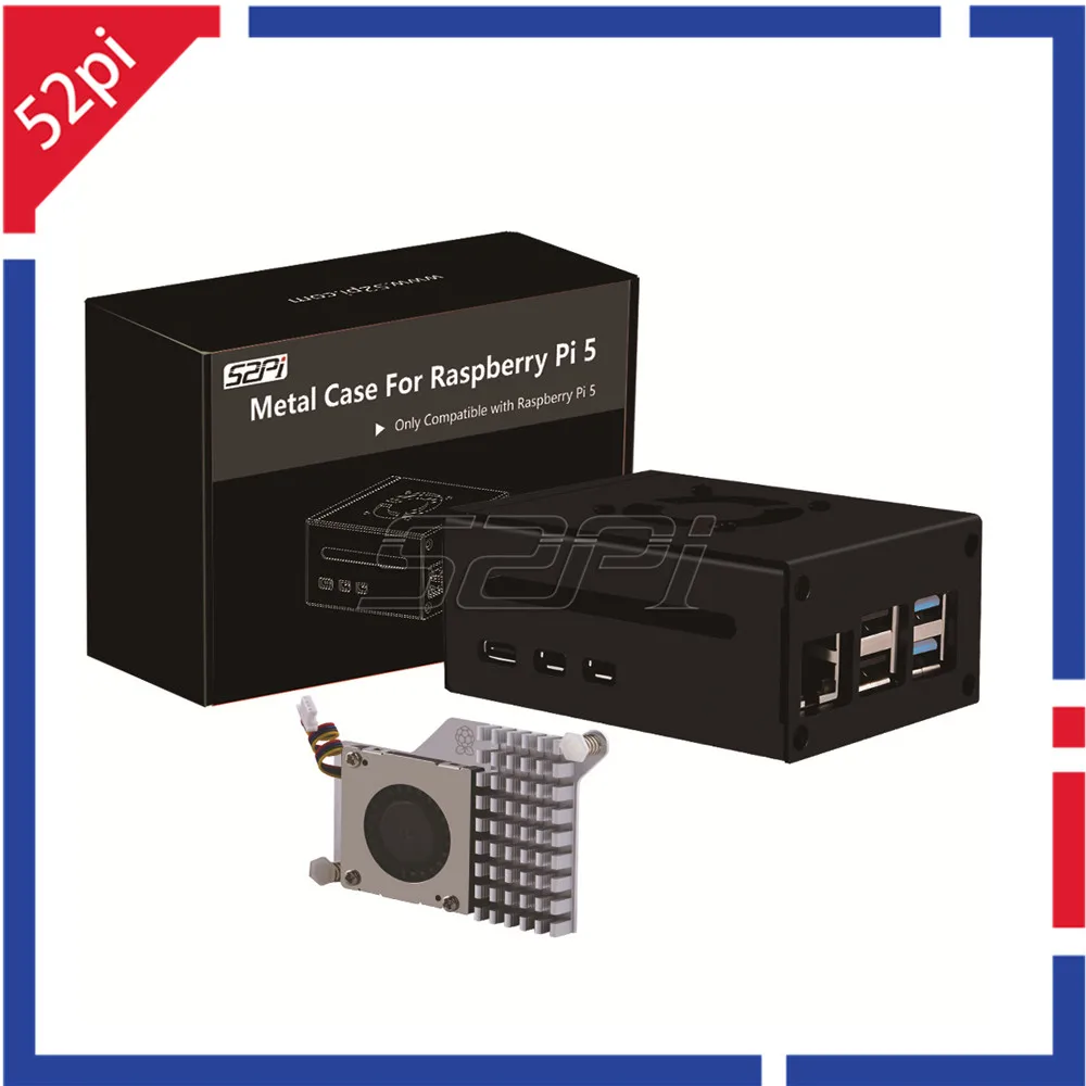 Raspberry pi Caixa de Metal com Escritório Cooler Ativo Suporte de Ventilador Pcle M.2 Escudo Nvme Top X1001 X1000 N04 N05 52pi